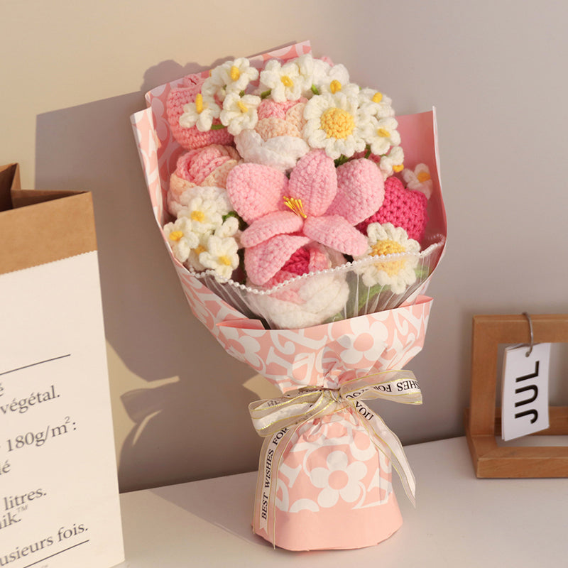 Bouquet de fleurs fait main au crochet