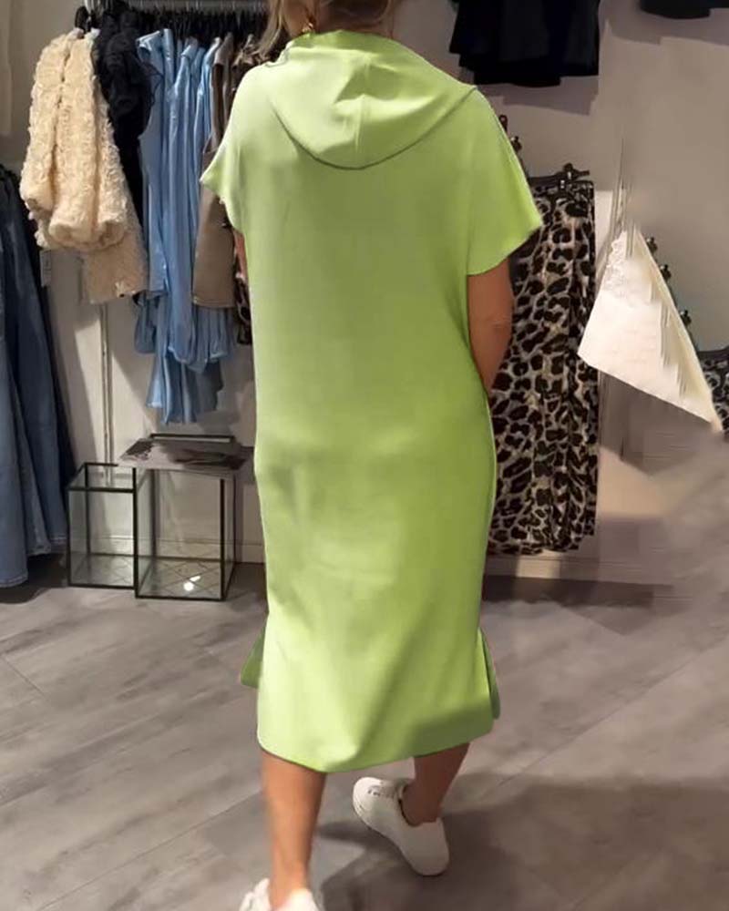 Jurk met capuchon, casual vetersluiting
