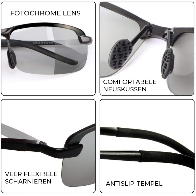 Fotochromatische zonnebril met anti-reflecterende gepolariseerde lens