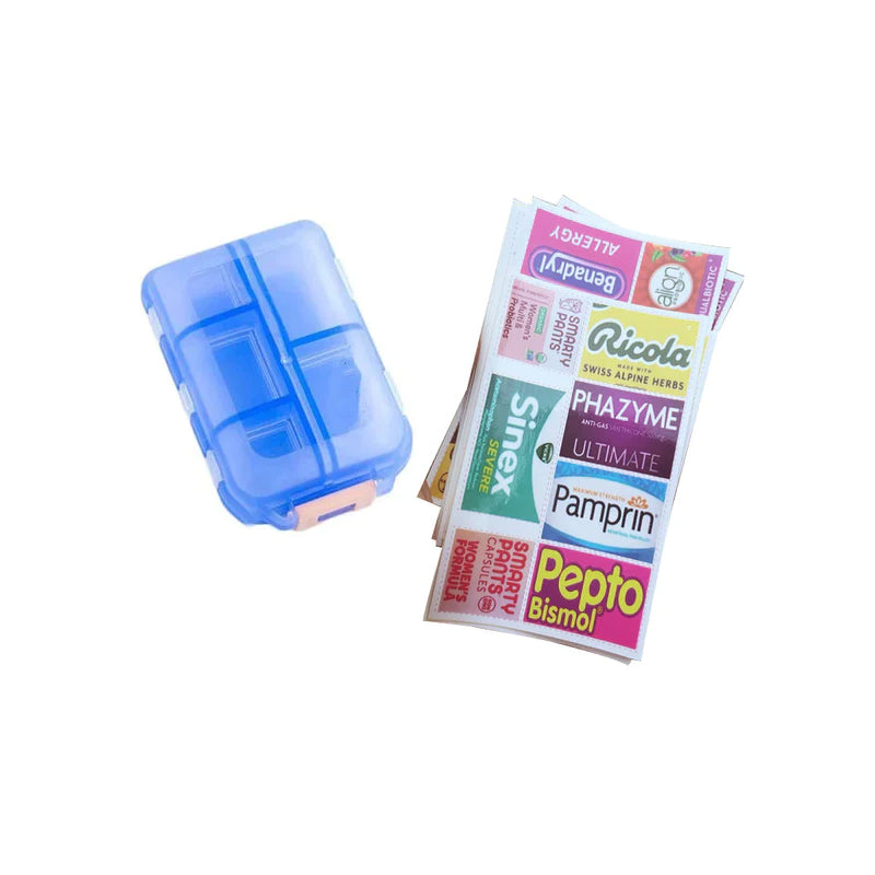 Mini étui à pilules DIY avec étiquettes