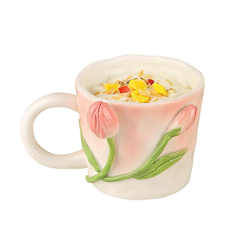 Mug fleur en relief tridimensionnel