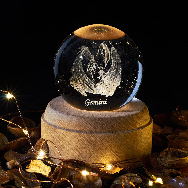 Veilleuse boule de cristal rougeoyante