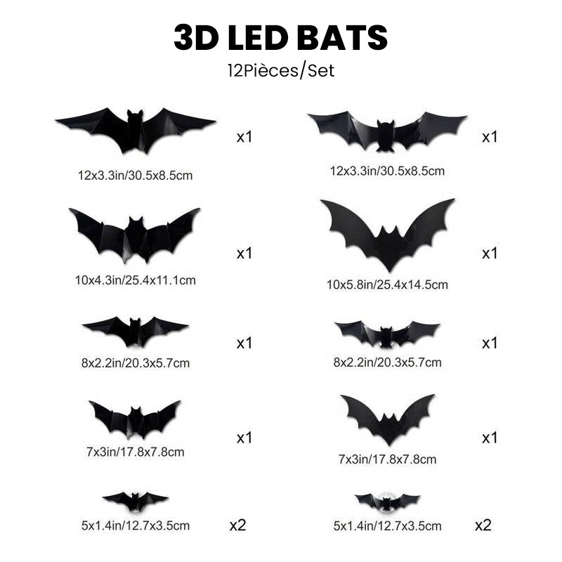 Décoration LED 3D en forme de chauve-souris