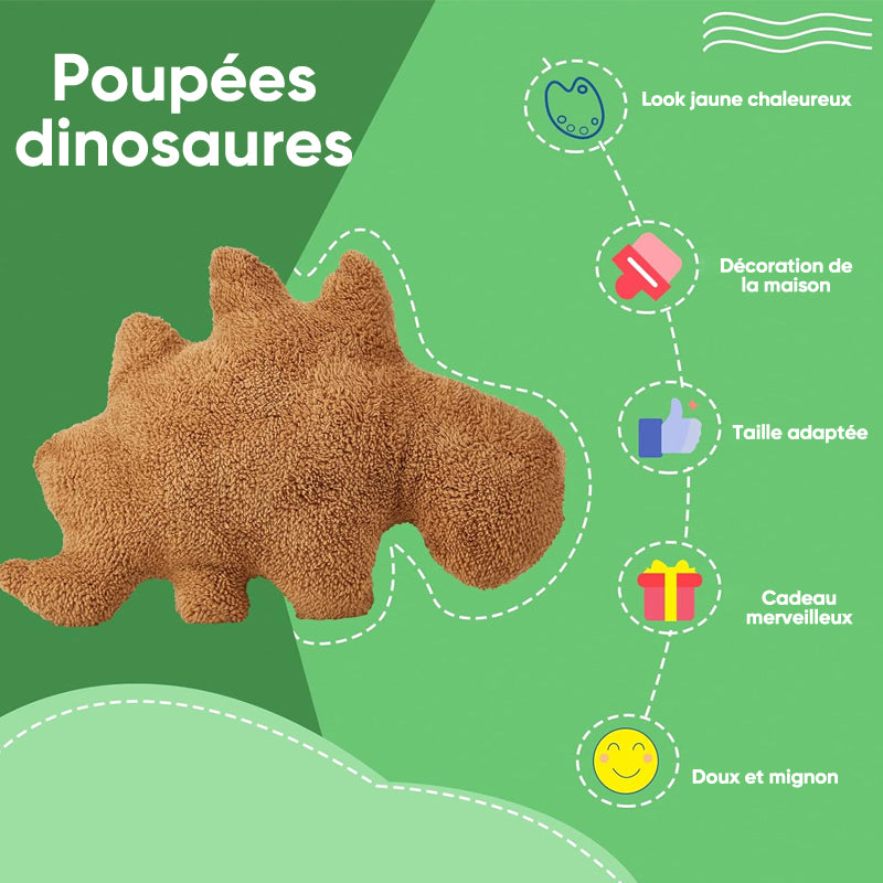 Coussin en peluche dinosaure