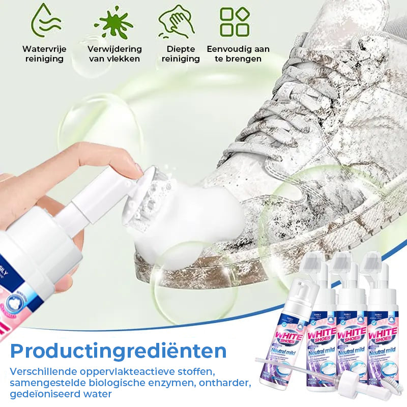 🤍 Schuim No-Rinse Cleaner — Laat schoenen direct stralend & wit worden