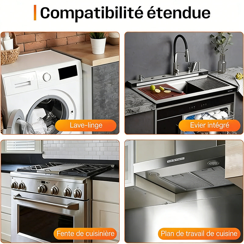 Couvre-joints de cuisinière rétractables en inox