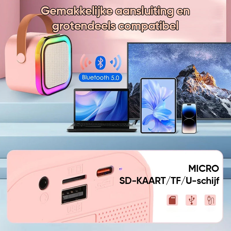 Mini Karaoke Machine met draadloze microfoons