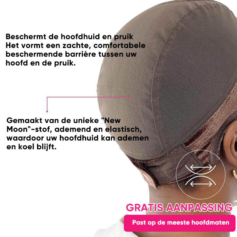 Pruikenkap met gripband om pruiken op hun plaats te houden
