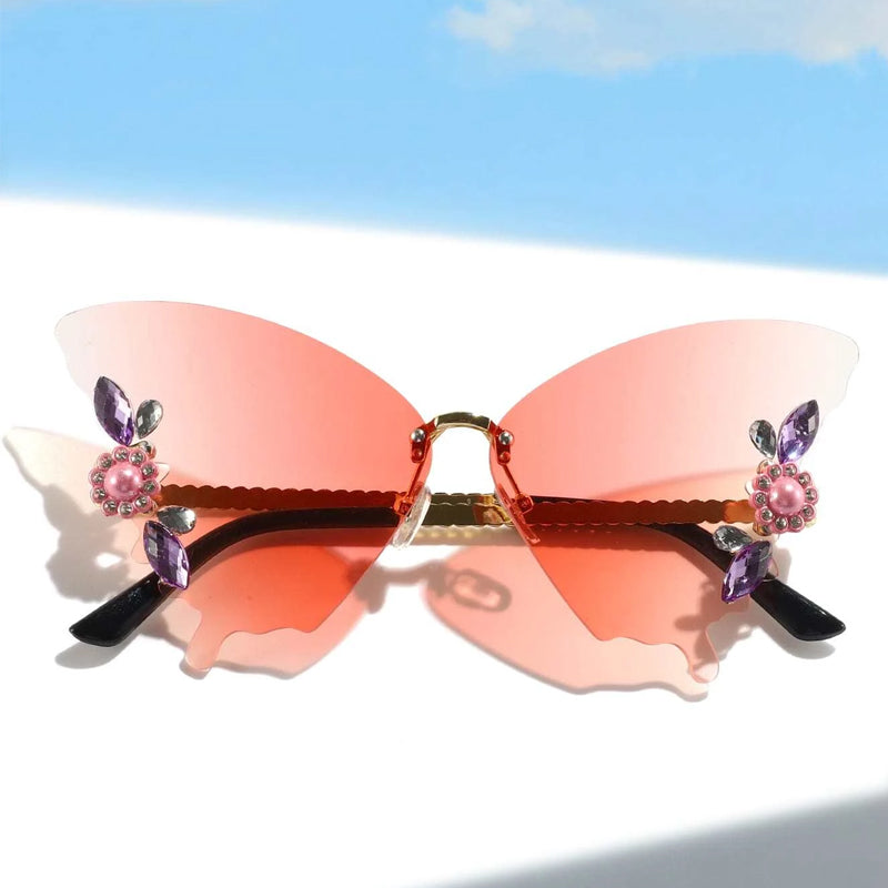 Chic Lunettes de soleil papillon diamant