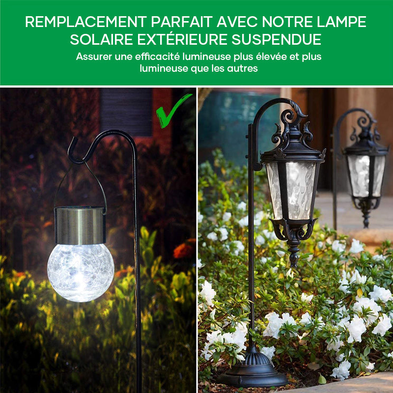 Lampes solaires suspendues en verre craquelé multicolore
