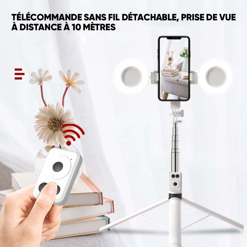 Nouveau bâton de selfie 6 en 1 avec lumière d'appoint
