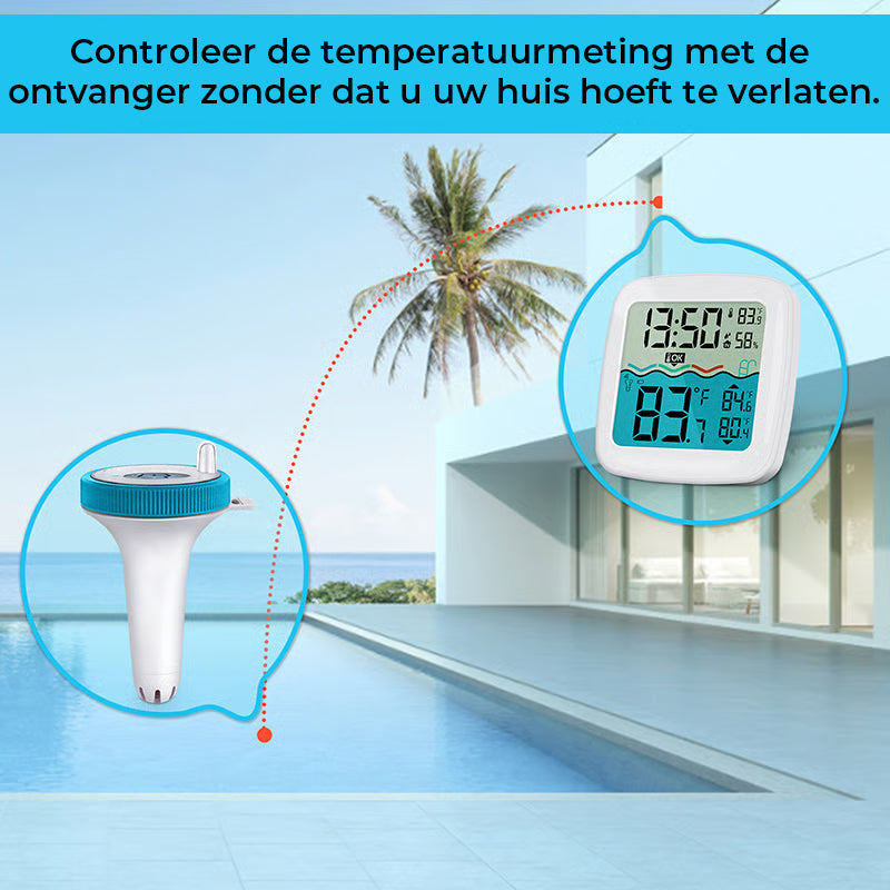 Drijvende Draadloze Zwembad Thermometer met Groot Display & 150m Bereik - Perfect voor Elke Pool