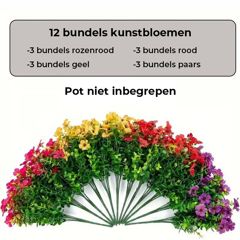 Kunstmatige bloem (12pcs/set), UV-bestendige kleurrijke nepbloem