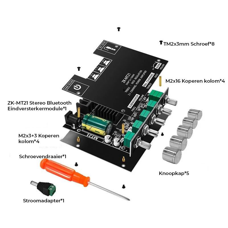 2.1-kanaals audio-ontvanger-versterkermodule