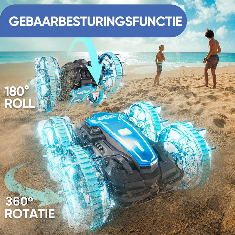 RC Stuntauto voor Land en Water met 2 Afstandsbedieningen