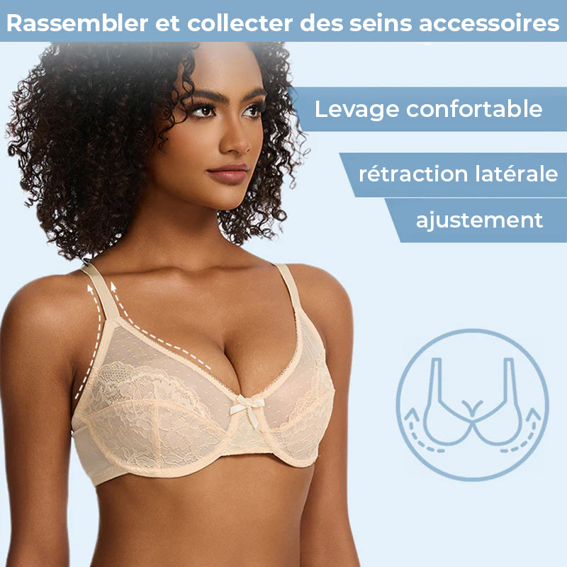 Soutien-gorge confort en dentelle florale et maille respirante