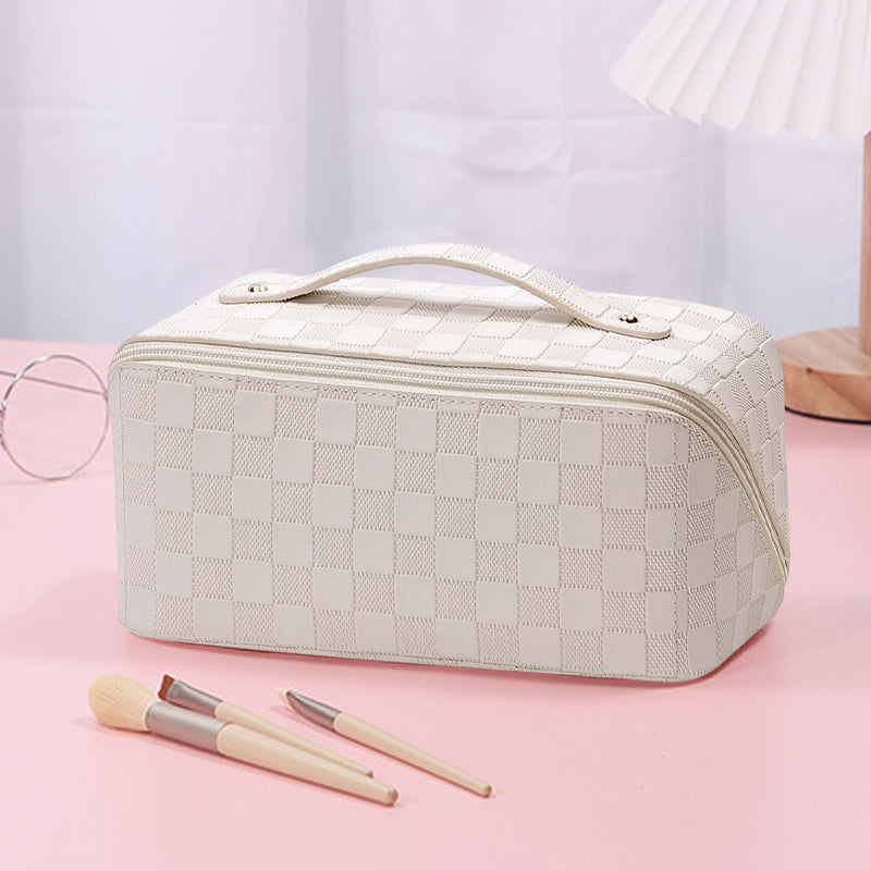 Vintage geruite cosmetische tas