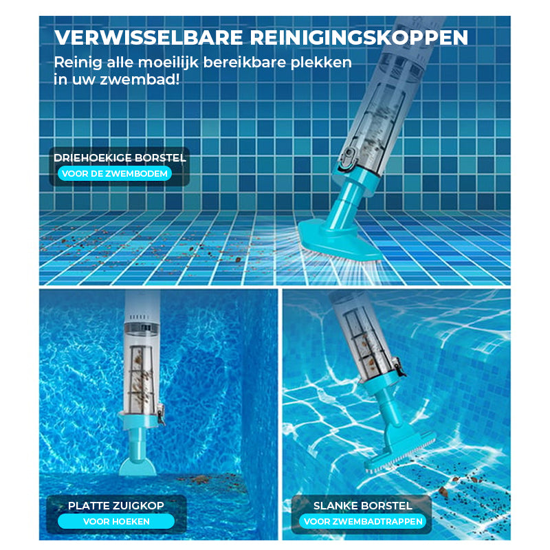 3-in-1 draadloze, oplaadbare, krachtige zwembadstofzuiger