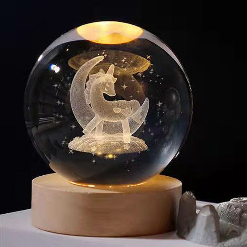 Veilleuse boule de cristal rougeoyante