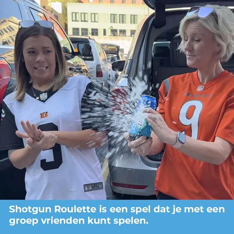 Spannend shotgun roulette twist-and-pass drinkspel