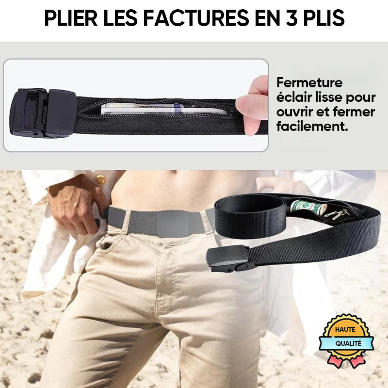 Ceinture tactique antivol avec pochette d'argent cachée