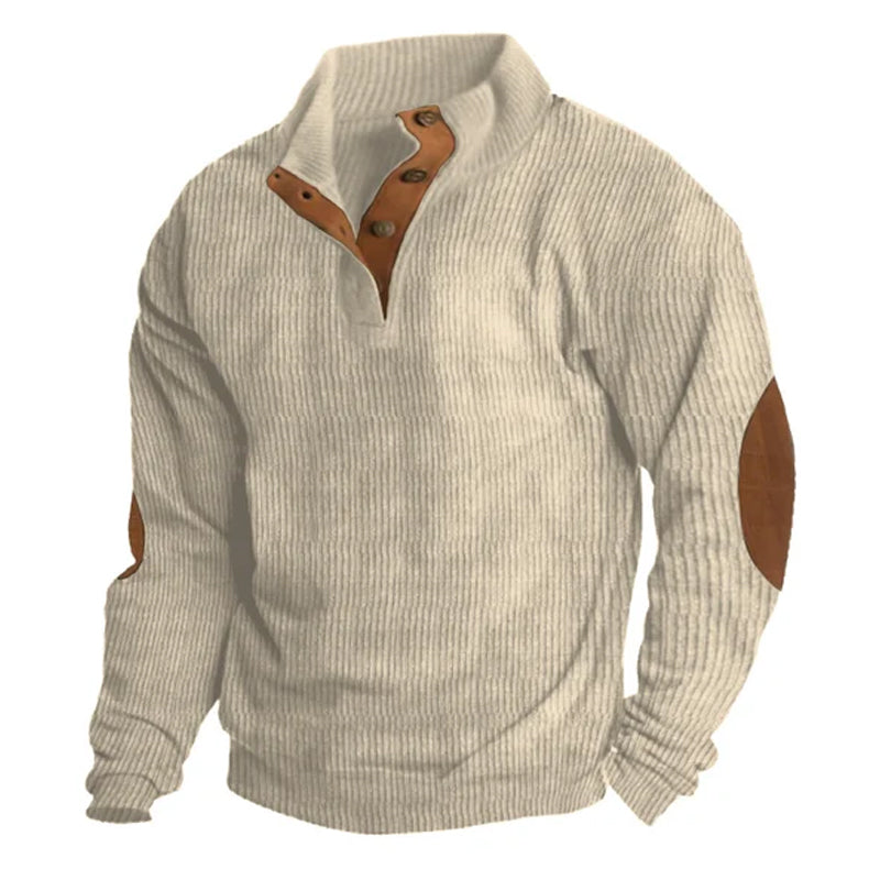 Sweat-shirts décontractés à col montant en velours côtelé pour hommes