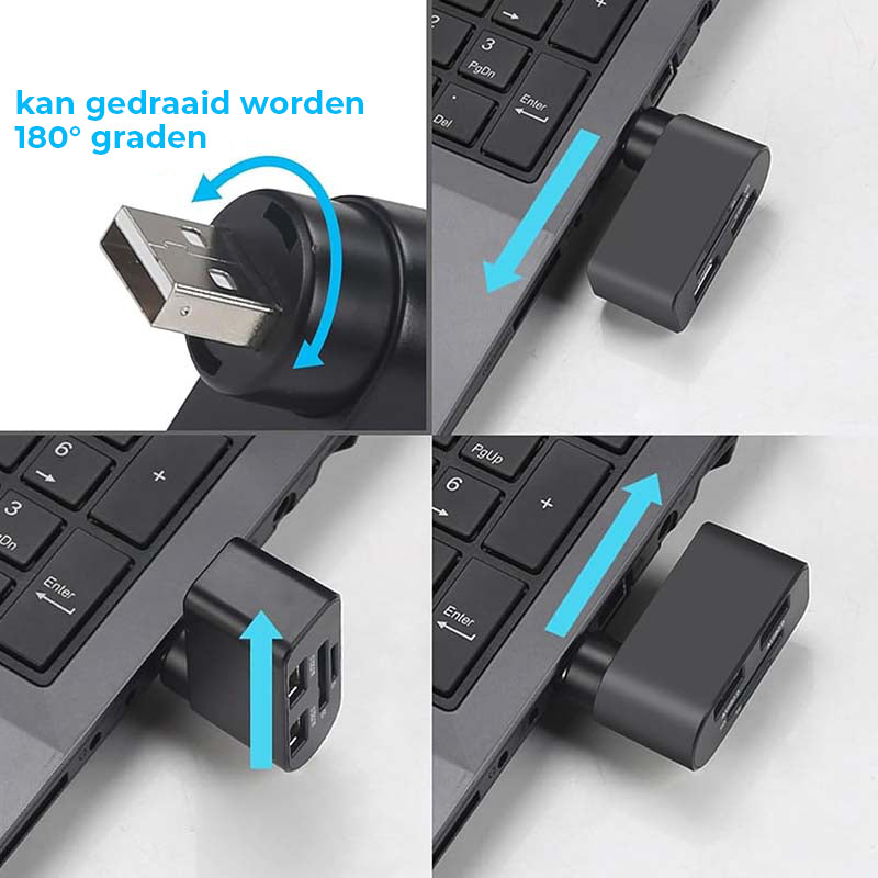 4-in-1 draaibare USB-hub