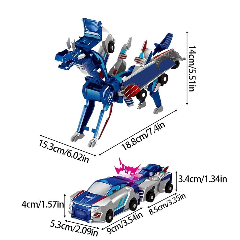 2-in-1 magnetische auto's die transformeren in vliegende draak en eenhoorn