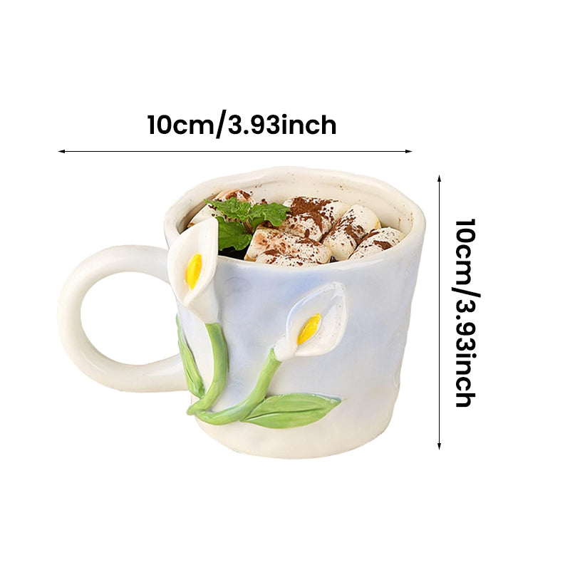 Mug fleur en relief tridimensionnel