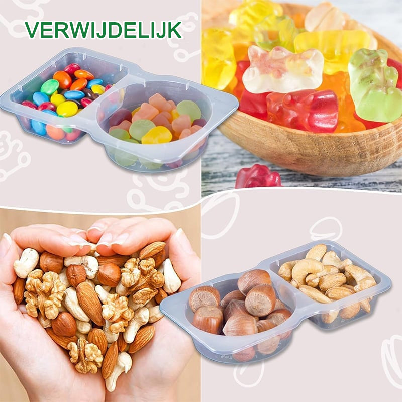 Snackcontainers met dubbele compartimenten en deksels