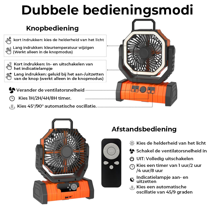 Campingventilator op batterijen