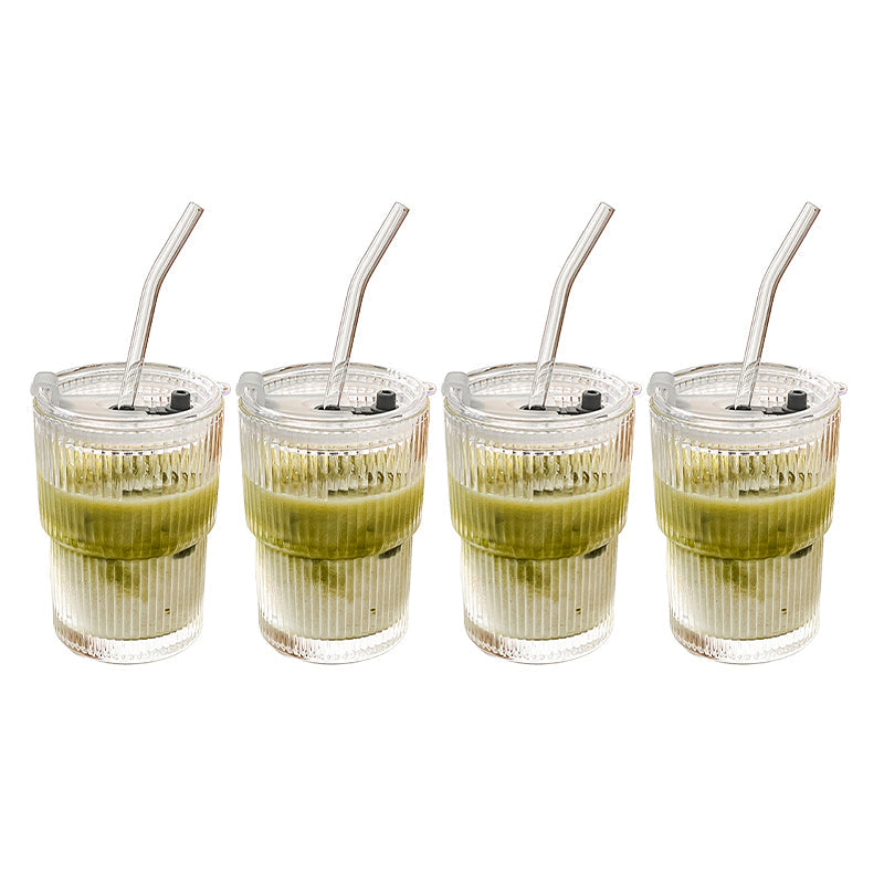 Gobelet en verre avec paille et couvercle