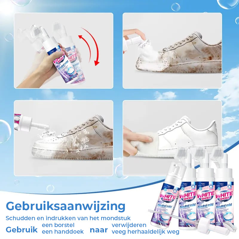 🤍 Schuim No-Rinse Cleaner — Laat schoenen direct stralend & wit worden