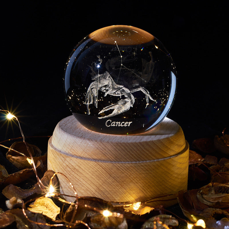 Veilleuse boule de cristal rougeoyante