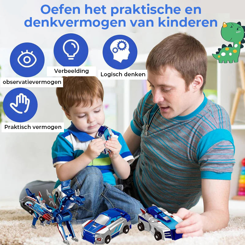2-in-1 magnetische auto's die transformeren in vliegende draak en eenhoorn