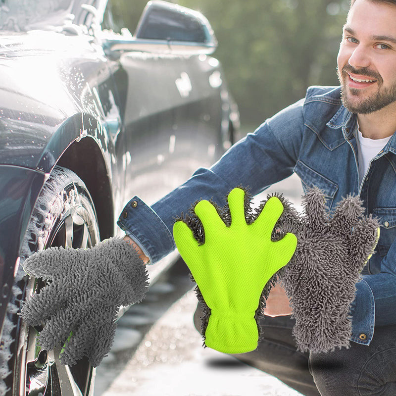 Gants de lavage de voiture double face à cinq doigts