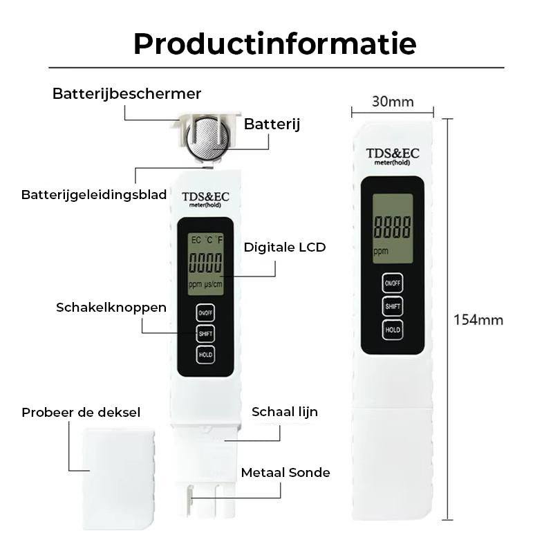 Nieuwe 4-in-1 TDS-meter - TDS EC & Temperatuur