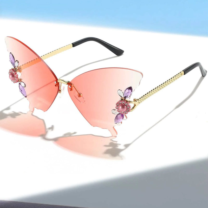 Chic Lunettes de soleil papillon diamant