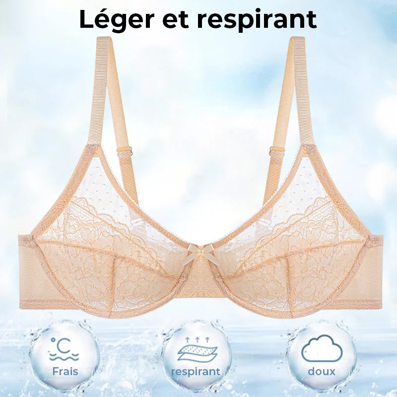 Soutien-gorge confort en dentelle florale et maille respirante