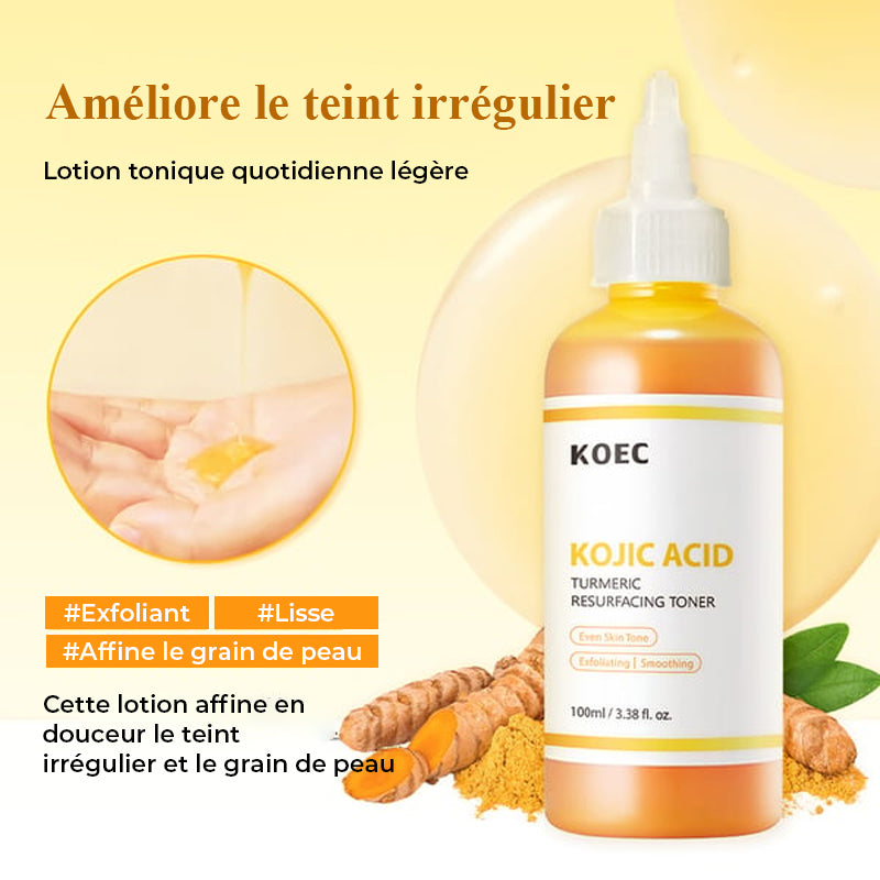 Tonique au curcuma et à l'acide kojique pour le visage et le corps