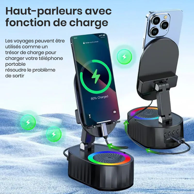 Enceinte Bluetooth sans fil à induction audio 5 en 1 avec support de téléphone