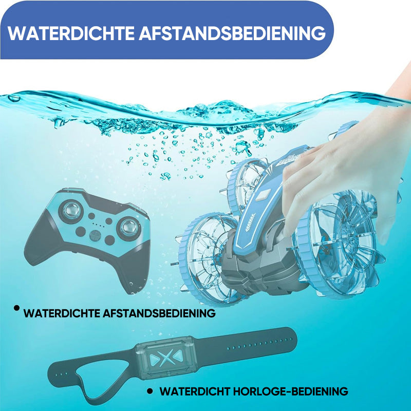 RC Stuntauto voor Land en Water met 2 Afstandsbedieningen