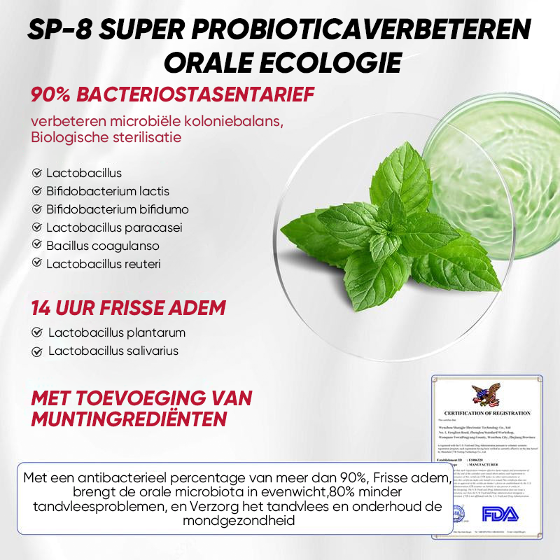 SP-8/SP-10 probiotische whitening-tandpasta voor mondgezondheid