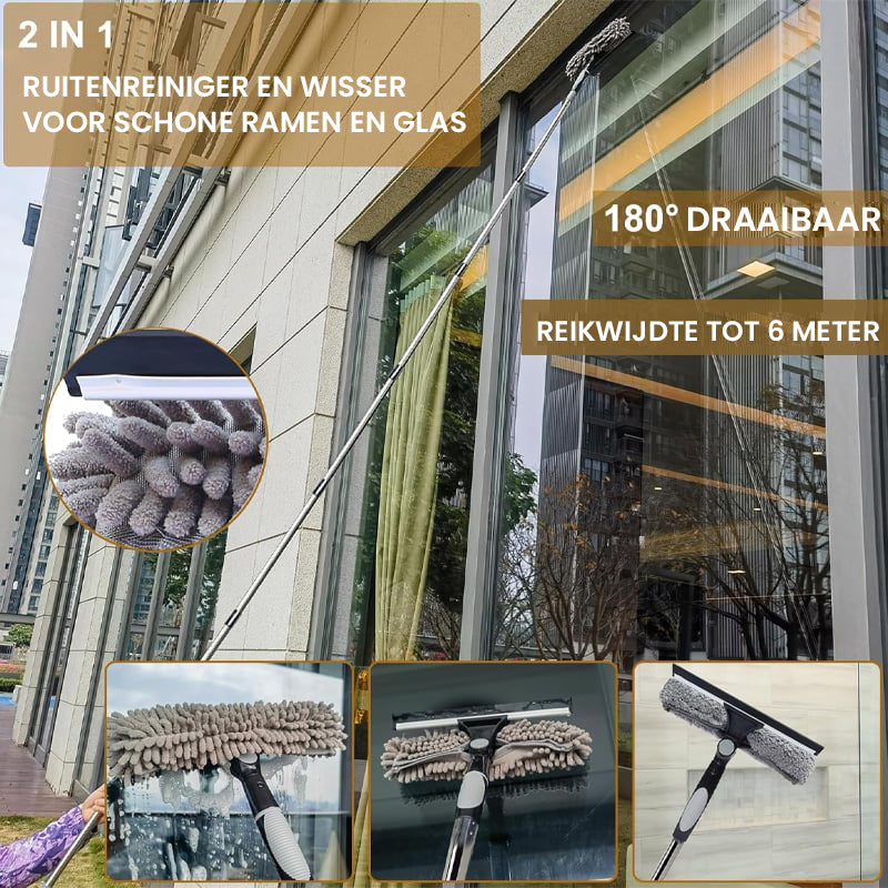 425 cm 2-in-1 intrekbare raamreinigingsborstel en schraperset
