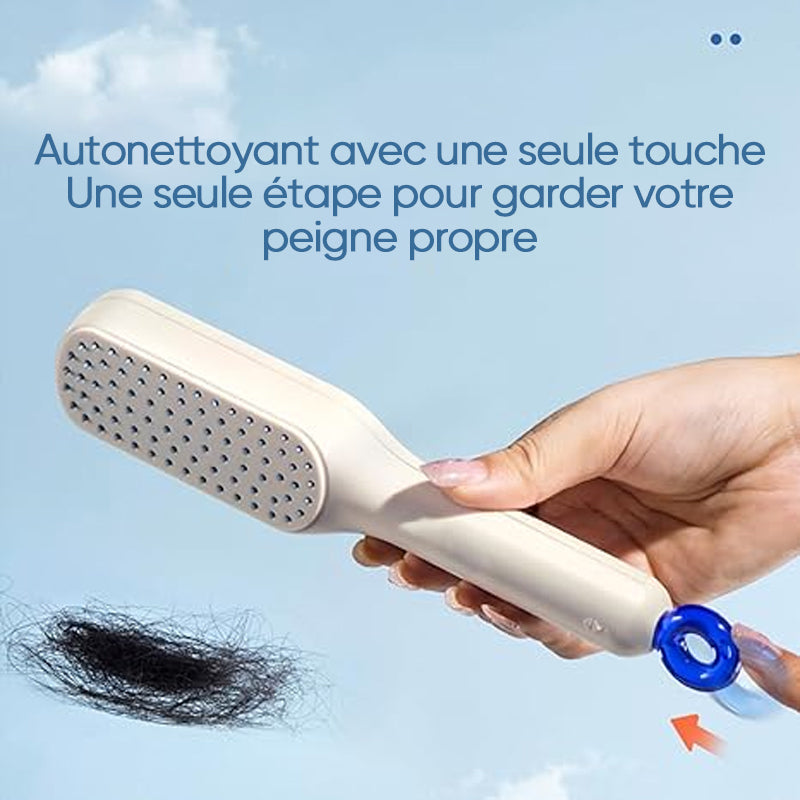 Peigne de massage antistatique autonettoyant