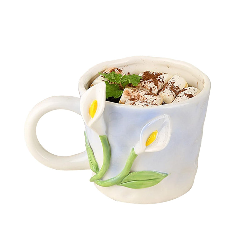 Mug fleur en relief tridimensionnel