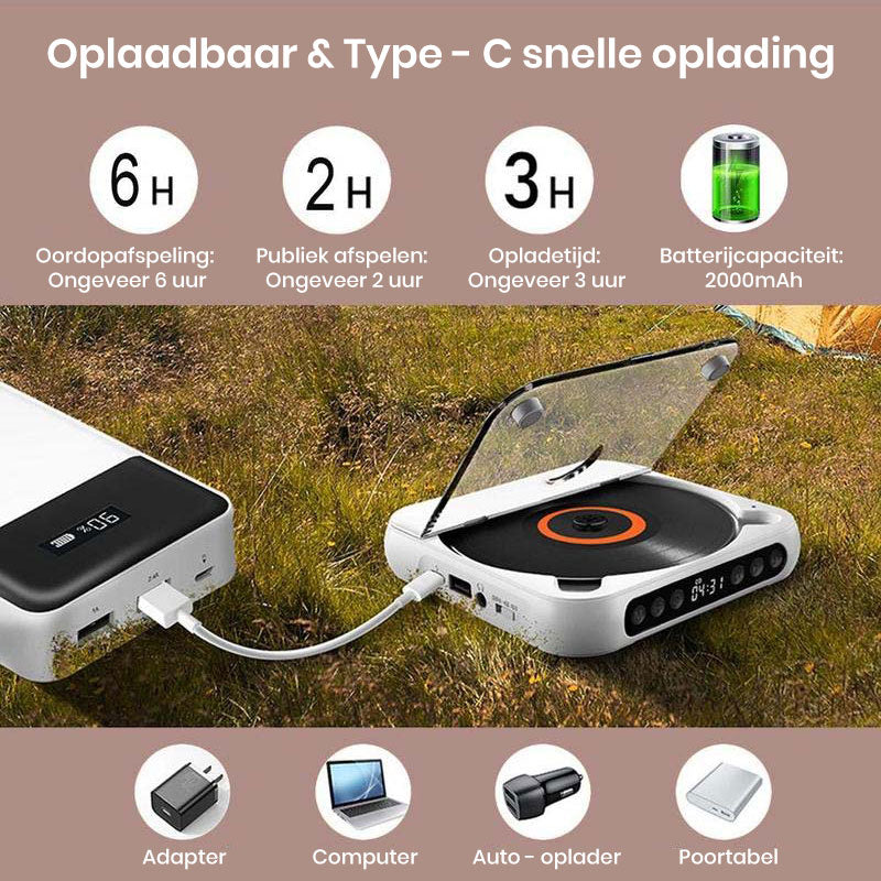 Draagbare Bluetooth-compatibele cd-speler