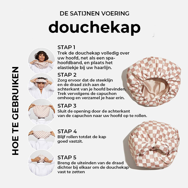 Luxe douchekap met satijnen voering