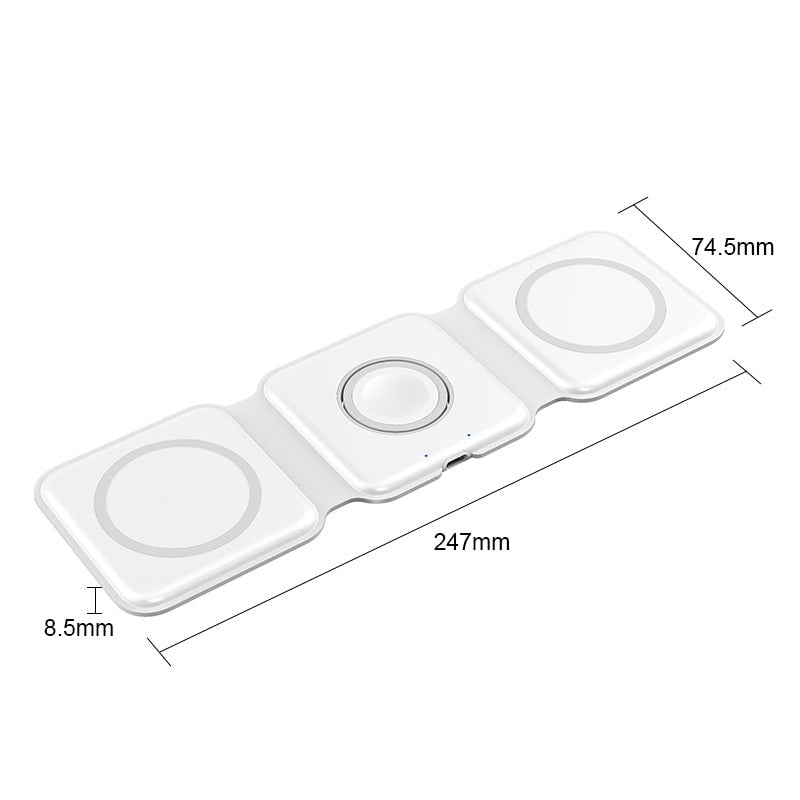 Nieuwe opvouwbare 3-in-1 draadloze oplader