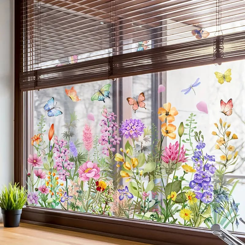 Bloemmotief raamsticker